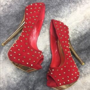 Red Spike Stilettos